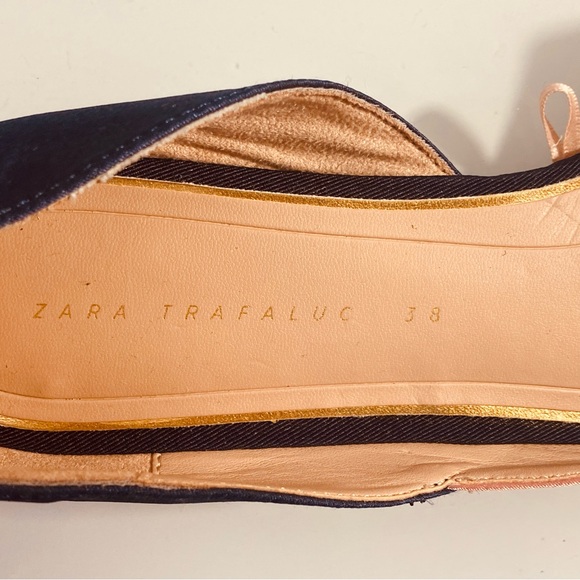 Zara Satin Fabric Black/ Peach/Navy Color Block  loafers EU 38 Size 71/2M - Picture 10 of 14